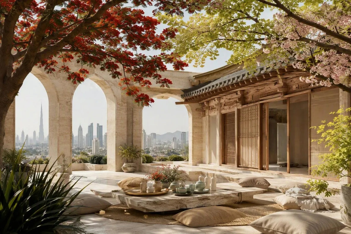 Korean and Dubai influences meeting in a warm editorial setting