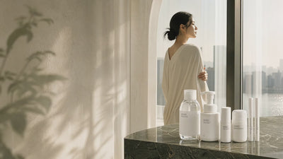 Seoul Grace and EHAD skincare ritual by a Dubai window