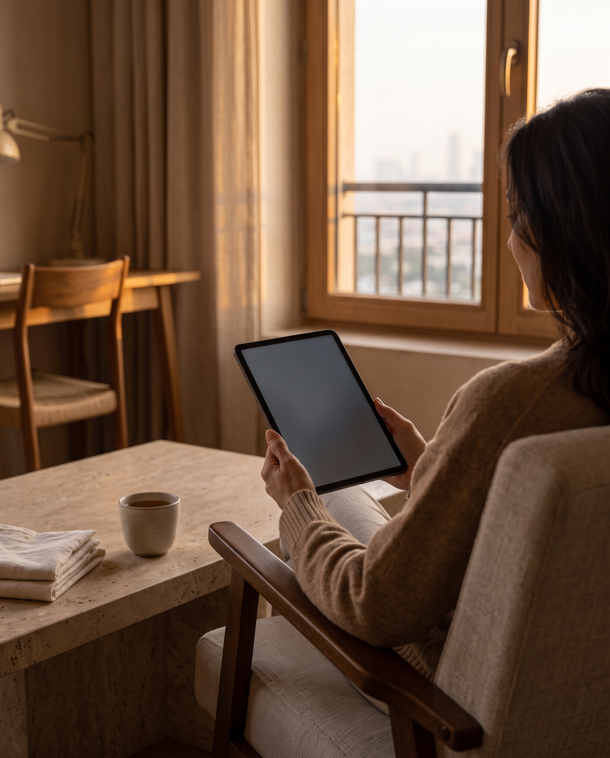 Quiet online reading moment at home